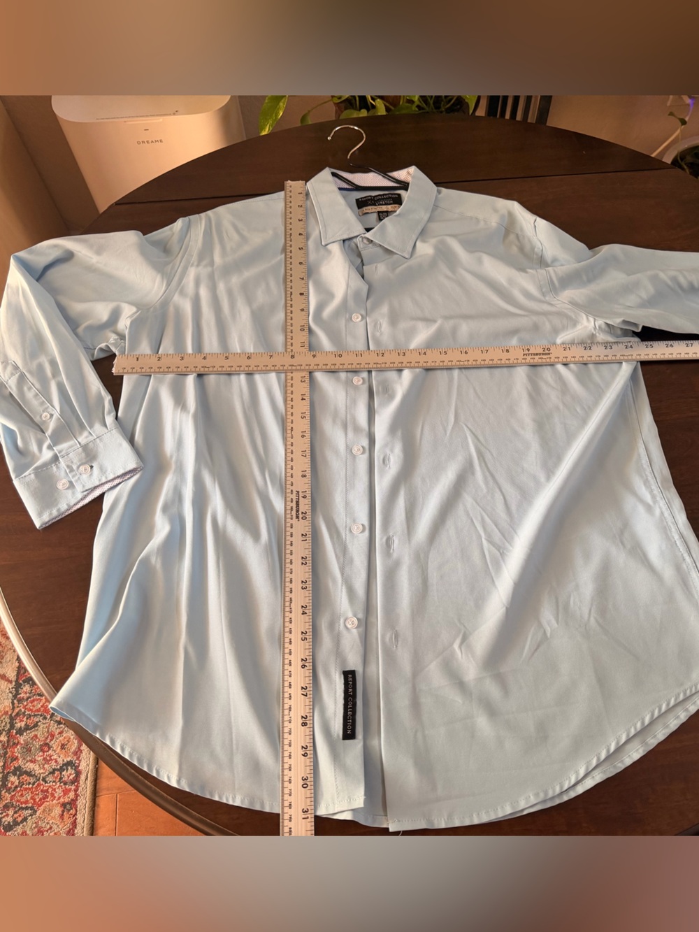 Report Collection Light Blue Men's Casual Button-Down Shirt